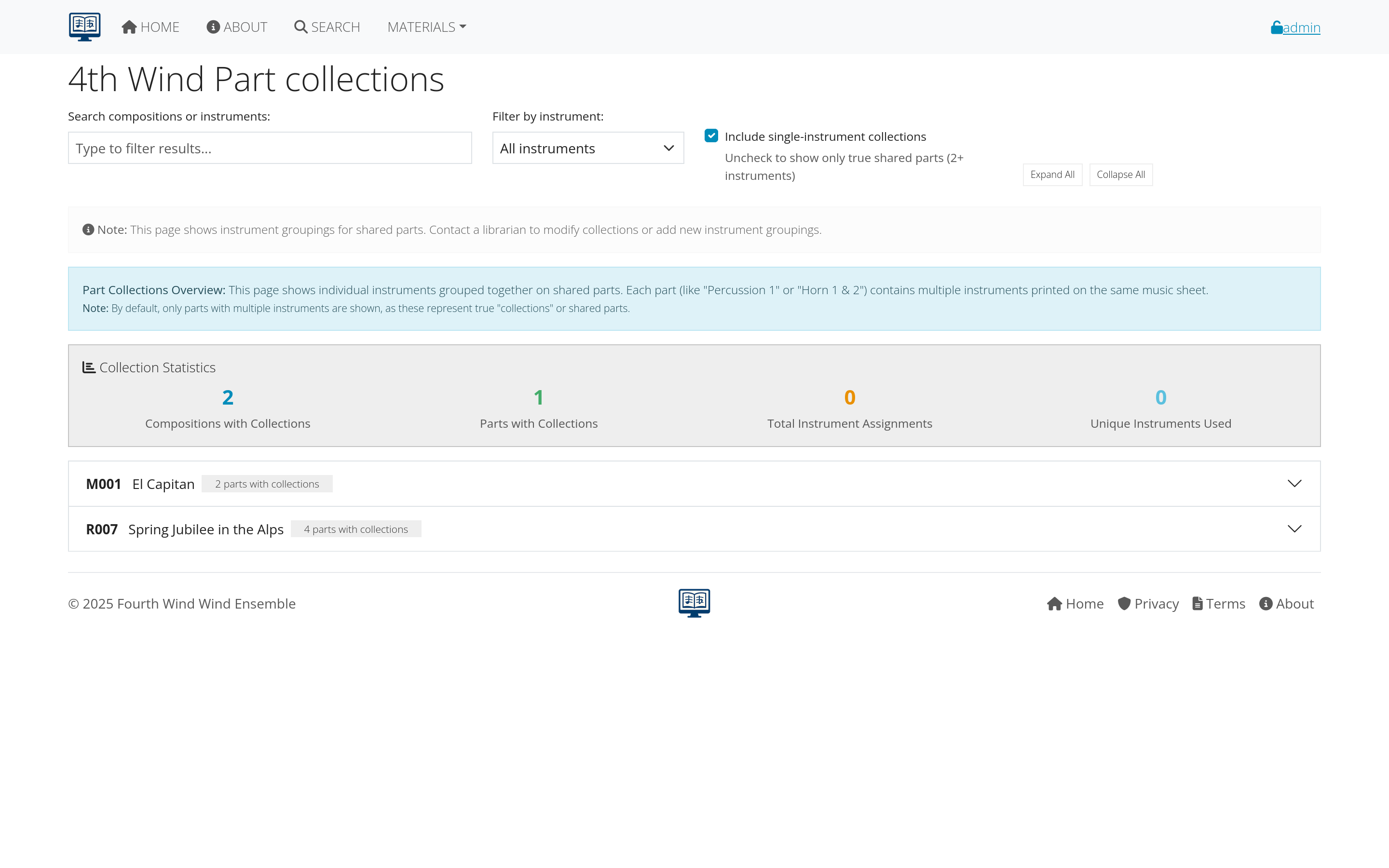 Part collections screenshot